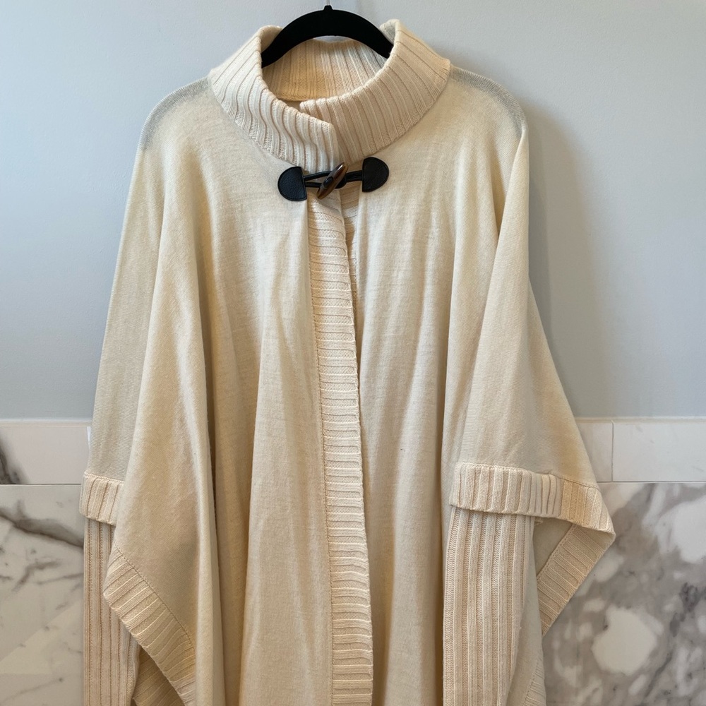 Cream sweater pancho